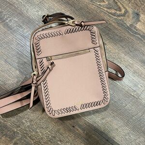 Calpak Blush Pink Whipstitch Crossbody Backpack